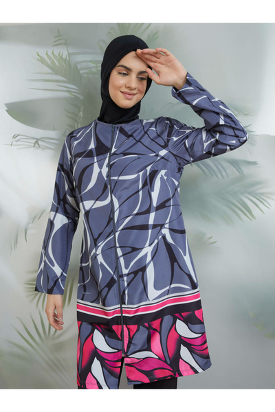 Mayo Bella By Styli Grey All Over Print Burkini Set