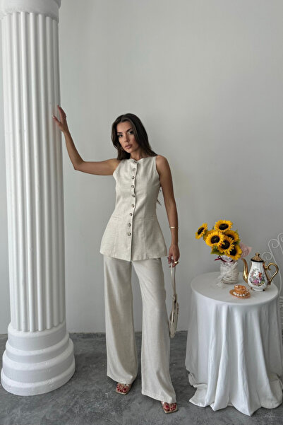 Melek Moda VESTĂ DE IN - SET PANTALONI - Stone