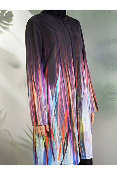 Mayo Bella By Styli Multi Gradient Print Front Zip Burkini