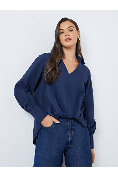 Styli قميص سادة بأكمام طويلة وقصّة عادية