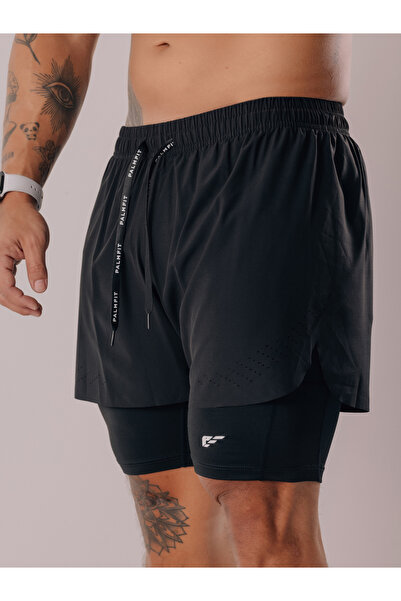 Palmfit By Styli Men Black 2 in 1 Training Shorts