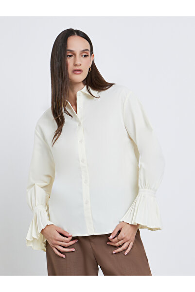 Styli Solid Pleated Detail Long Sleeve Shirt