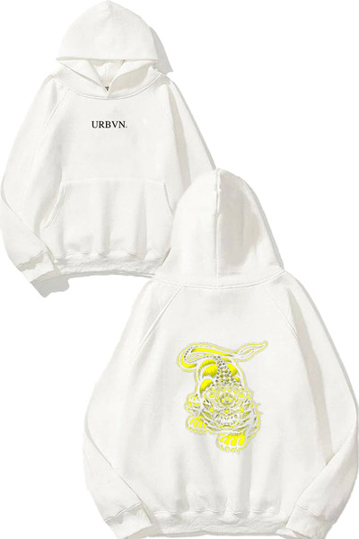 urbvn سويت شيرت أبيض كبير الحجم مطبوع عليه تصميم Big Cat