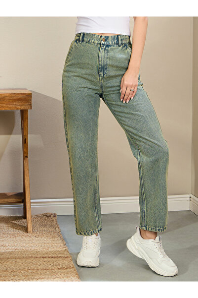 Sassafras By Styli Women High Rise Washed Tapered Jeans