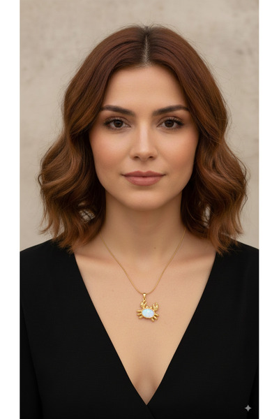 DAYZEN JEWELRY Çelik Zirkon Taşlı Yengeç Detaylı Kolye