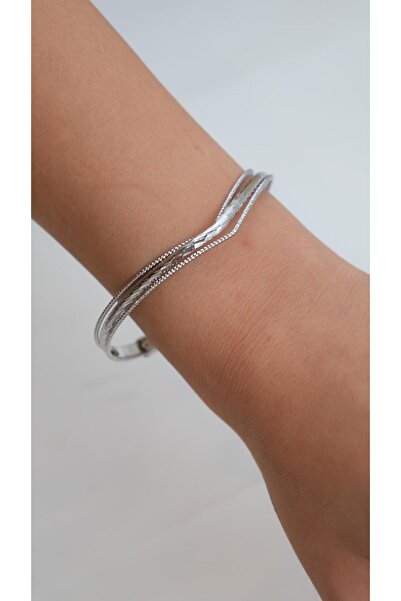 Jerie Silver V Model Ayarlanabilir Kelepçe Bileklik