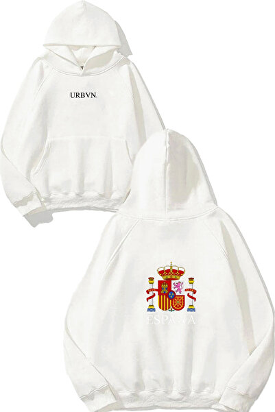 urbvn سويت شيرت أبيض كبير الحجم مطبوع بتصميم إسبانيا