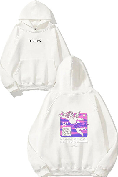 urbvn سويت شيرت أبيض كبير الحجم مطبوع عليه تصميم Messenger Of Hope