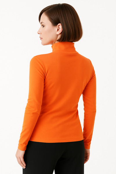 Hayalet Cotton Woven Lycra Turtleneck Long Sleeve Blouse Bodysuit