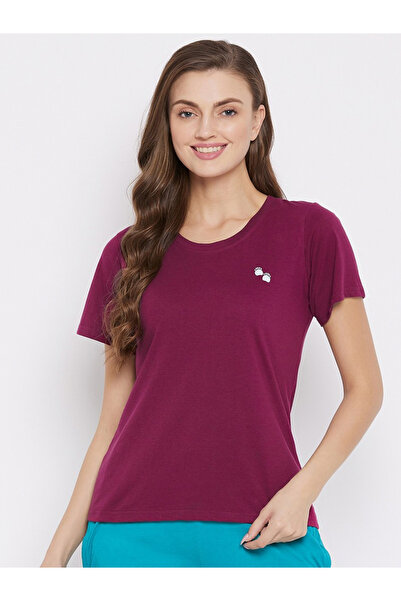 LAZZYCAT By Styli Women Purple Knitted Short Sleeve T-Shirt