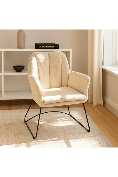 Generic Single Chair - Bouclé Fabric Beige