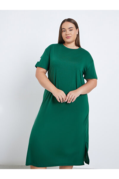 Styli Plus California Print Patch Detail Sleep T-Shirt Dress