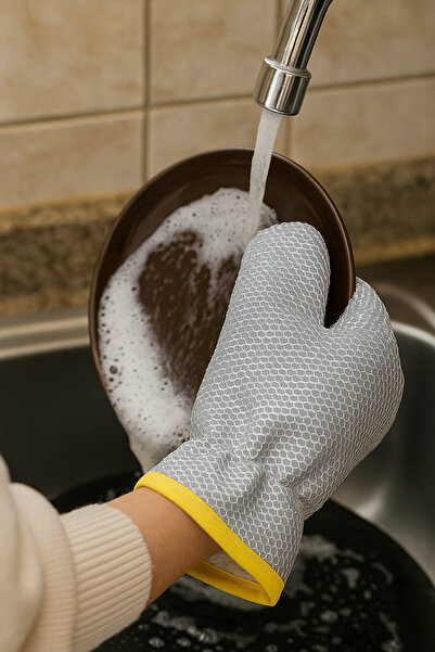 VİSLUNA (قطعة واحدة) قفاز غسيل الأطباق مع سلك، مقاوم للماء، مزيل للغبار والصد...