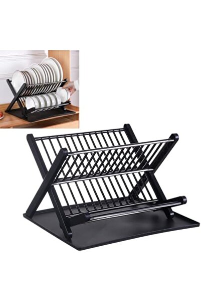 Genérico رف تجفيف الأطباق البلاستيكي، قابل للطي من طبقتين، سعة 14 طبقًا، 38×2...