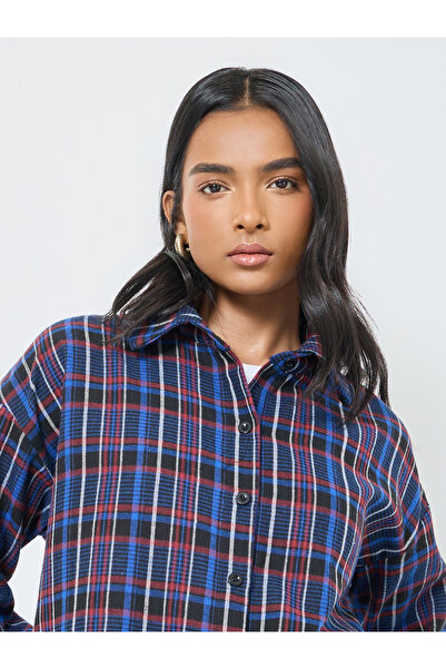 Take Two By Styli Checked Buttoned Oversized Shirt