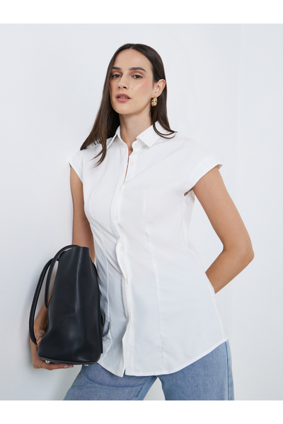 Styli Solid Spread Collar Longline Shirt