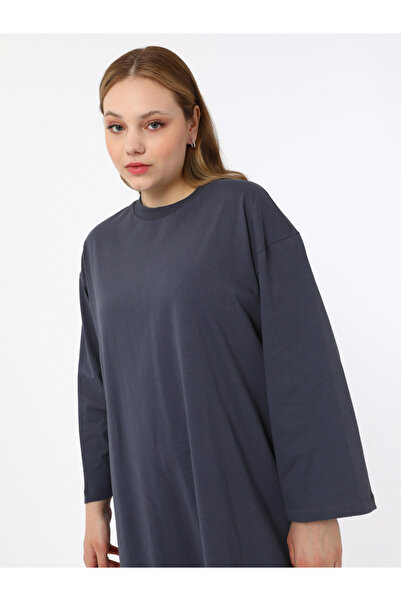 Alia By Styli Plus Grey T-Shirt Maxi Dress