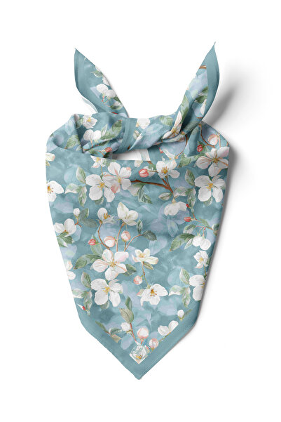 tuaipek Beyaz Zambak Desen 55x55cm Bandana/Fular