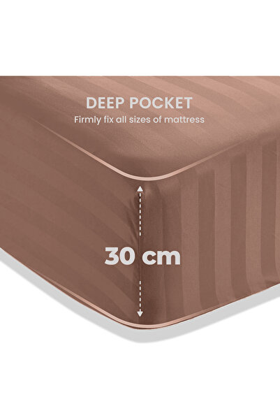 Eworld 4 Piece King Size White Striped Bedding Set – Microfiber Duvet Cover, Fitted Sheet & 2 Pillowcases