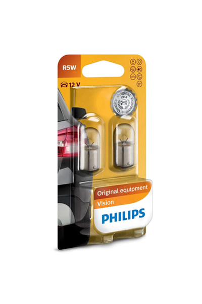 Philips Set de becuri auto Vision BA15S 12V 5W, 2 becuri transparente