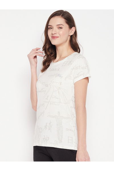 LAZZYCAT By Styli Women Printed Round Neck T-Shirt