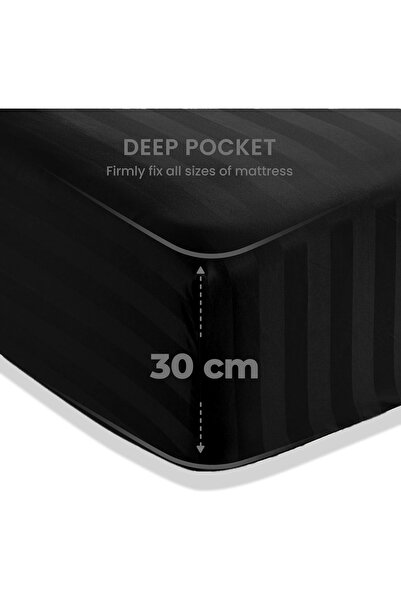 Eworld 4 Piece King Size White Striped Bedding Set – Microfiber Duvet Cover, Fitted Sheet & 2 Pillowcases