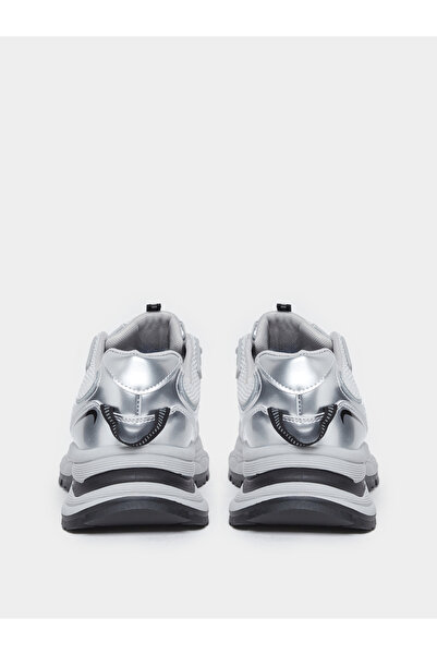 Styli Women Silver Metallic Chunky Sneakers