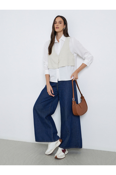 Styli Layered Striped Long Sleeve Buttoned Shirt