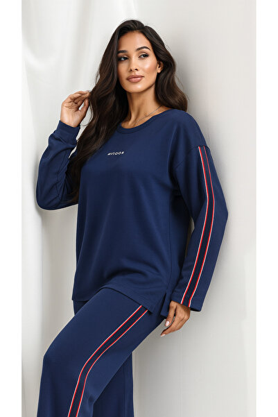 Mivoon Γυναικείο μεγάλο μέγεθος ριγέ μακρυμάνικο σετ από ύφασμα Modal στυλ Osho M-6XL