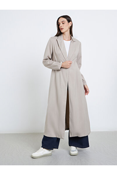 Styli Women Maxi Kimono with Notch Lapel