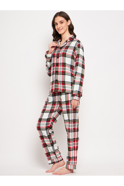 LAZZYCAT By Styli Cotton Checked Shirt and Pants Set