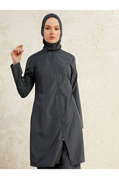 Mayo Bella By Styli Grey Full Coverage Front Zip Burkini Set