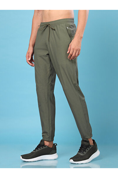 Technosport By Styli Men Green Solid 4-Way Stretch Joggers