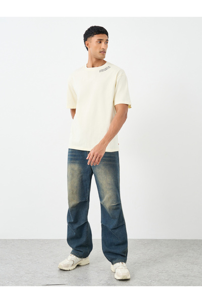 Styli Men Oversized Minimal Print T-Shirt