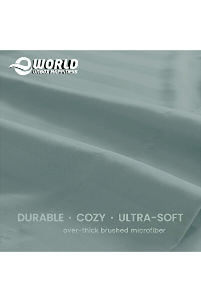 Eworld 4 Piece King Size White Striped Bedding Set – Microfiber Duvet Cover, Fitted Sheet & 2 Pillowcases