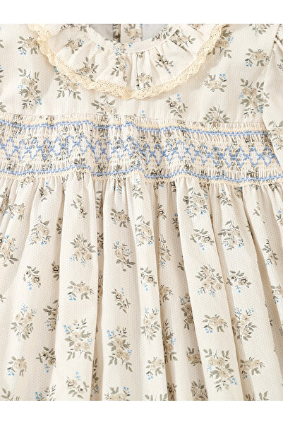 Styli Girls Off White Floral Smock Dress