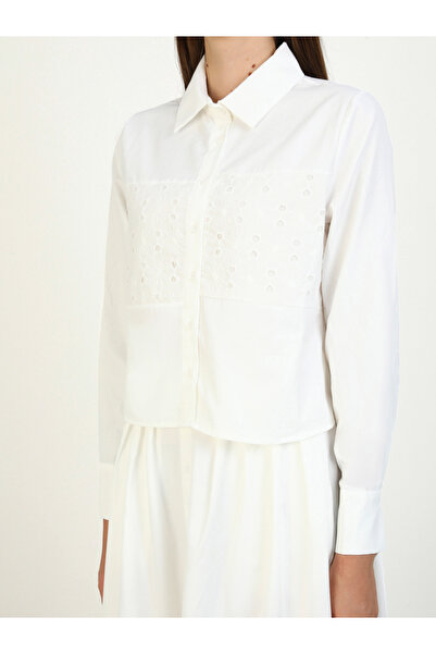 Benin By Styli Off White Buttoned Lace Detail Shirt and Maxi Skirt Co-Ords