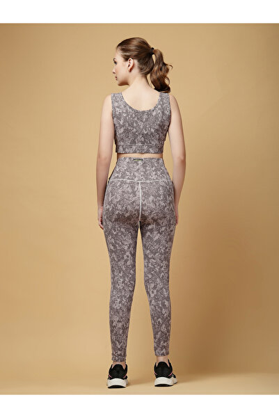 LAZZYCAT By Styli Round Neck Printed Sports Bra and Leggings Set