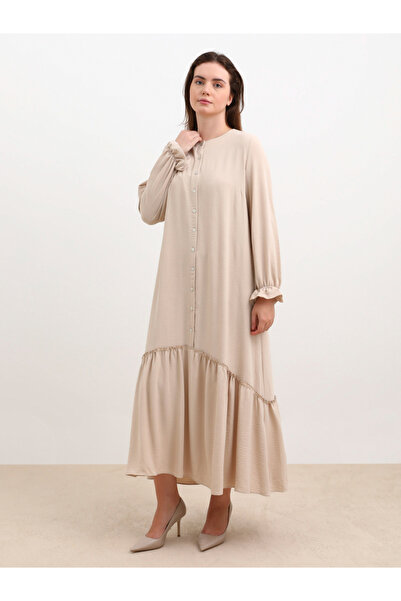 Alia By Styli Plus Brown Maxi Dress with Drop Waist