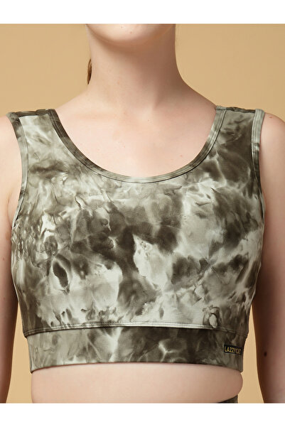 LAZZYCAT By Styli Round Neck Printed Sports Bra and Leggings Set