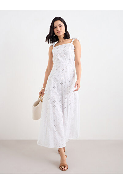 Styli Women Schiffli Cotton Maxi Dress