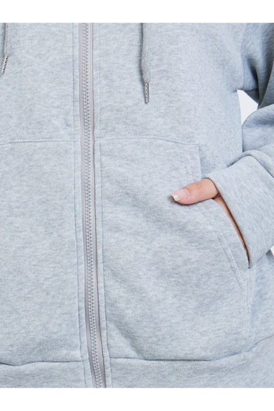 Take Two By Styli Grey Oversized Hooded Jacket