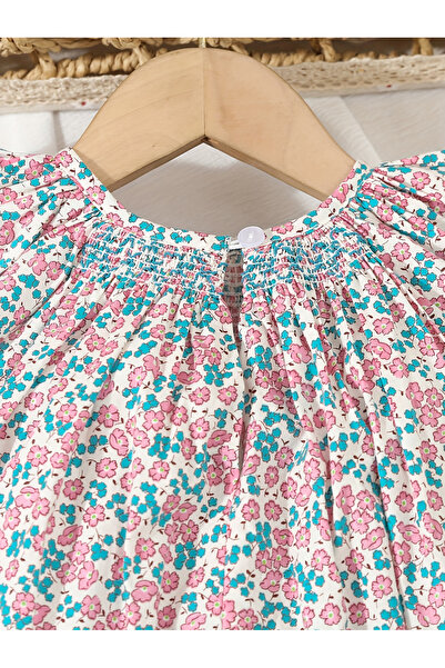 Styli Girls Floral Print Smocking Detail Dress