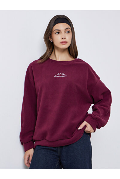 Take Two By Styli Women Maroon Embroidered Sweatshirt