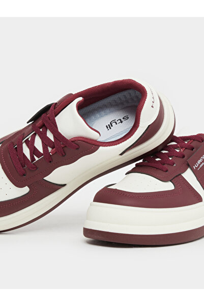 Styli Women Burgundy Contrast Panel Sneakers