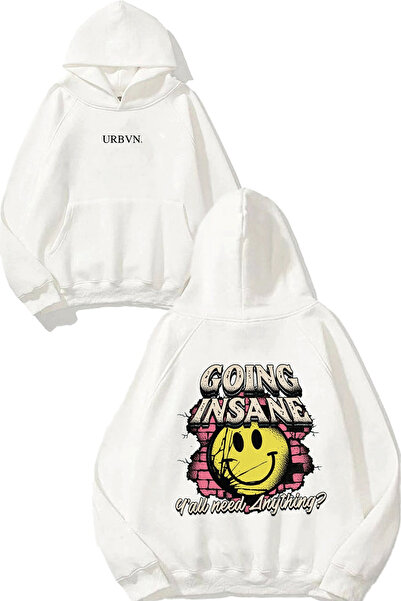 urbvn سويت شيرت أبيض كبير الحجم مطبوع عليه تصميم Going Insane