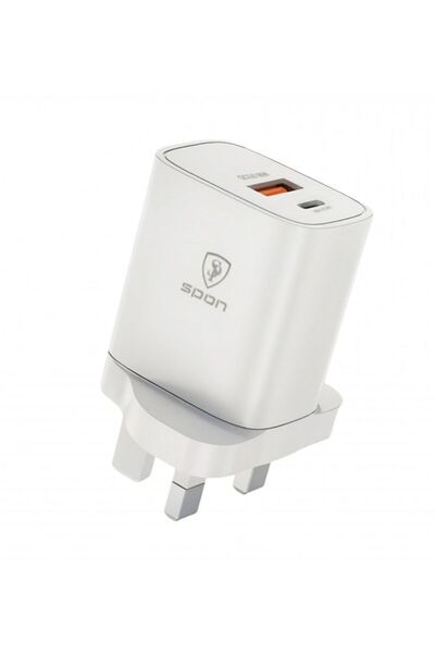 Spon Dual Port 38W USB & Type C Charger with PD Adapter