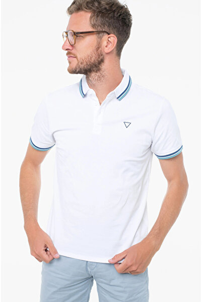 Guess Tricou polo alb pentru bărbați, cu croiala normală, M5YP38KARS2-F0CF