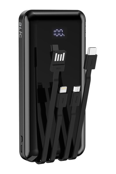 Blic BPB3 - 3in1 Dahili Kablolu , 2.1A , Usb-A & Usb-C Girişli 10.000mAh LCD ...