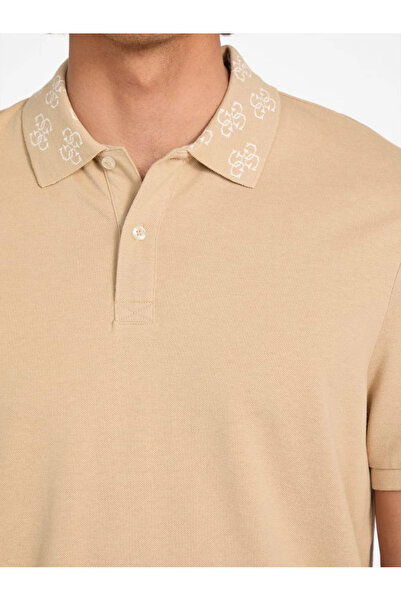 Guess Pique Men's Beige Regular Fit Polo T-Shirt M5Yp34Kcjv1-G1Fe